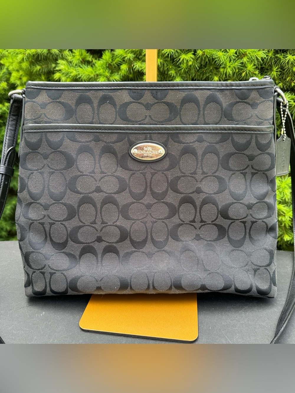 Coach Black Signature Jacquard Crossbody Bag
